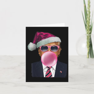 Bubblegum Trump Blowing Bubble Gum Christmas Pink Card