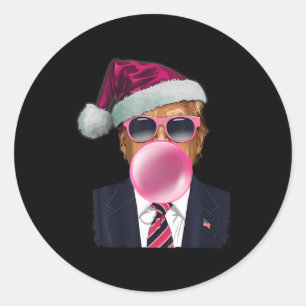 Bubblegum Trump Blowing Bubble Gum Christmas Pink Classic Round Sticker
