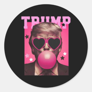 Bubblegum Trump Blowing Bubble Gum Christmas Pink Classic Round Sticker