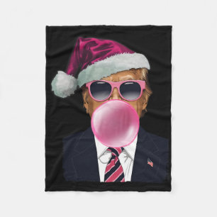 Bubblegum Trump Blowing Bubble Gum Christmas Pink  Fleece Blanket