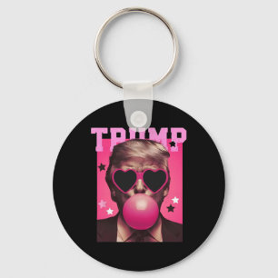 Bubblegum Trump Blowing Bubble Gum Christmas Pink Key Ring