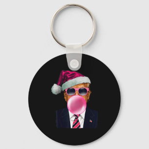 Bubblegum Trump Blowing Bubble Gum Christmas Pink Key Ring