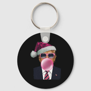 Bubblegum Trump Blowing Bubble Gum Christmas Pink Key Ring