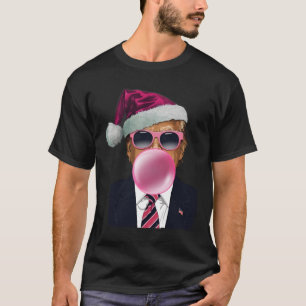 Bubblegum Trump Blowing Bubble Gum Christmas Pink T-Shirt