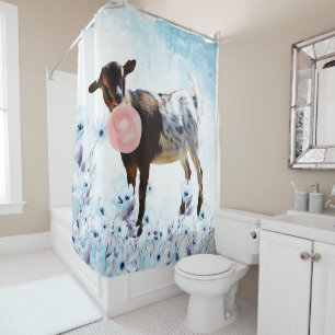 Bubblegum Watercolor Nigerian Dwarf Kid Goat Shower Curtain