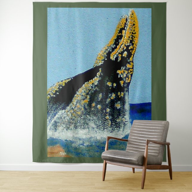 Bubblepacific wall tapestry, grey whale tapestry (In Situ)