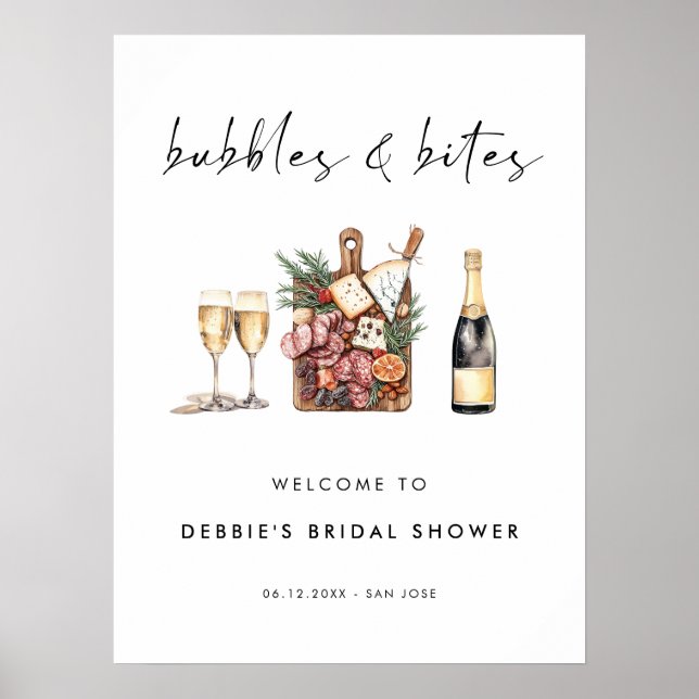 Bubbles and Bites Bridal Shower Welcome Poster (Front)