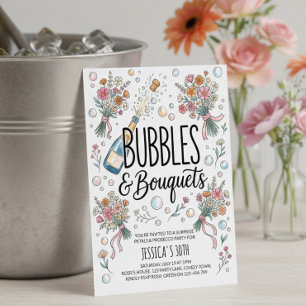 Bubbles and Bouquets Floral Prosecco & Petal Party Invitation