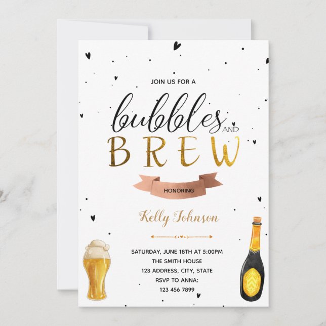 Bubbles and brew invitation (Front)