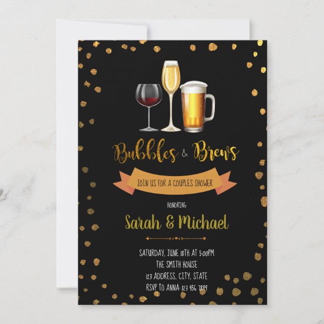 Bubbles and brew party invitation (Front)