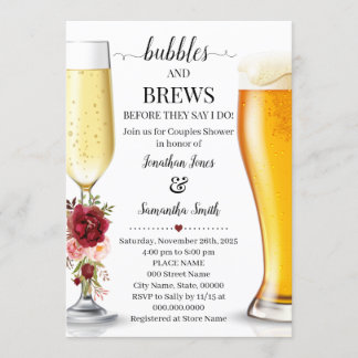 Bubbles and brews before I do couples shower Invitation