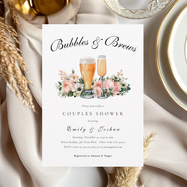 Bubbles and Brews Couples Shower Invitation (Creator Uploaded)
