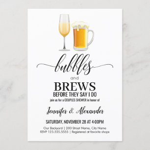 Bubbles and Brews Couples Shower Invitation