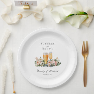 Bubbles and Brews Couples Shower Paper Plate