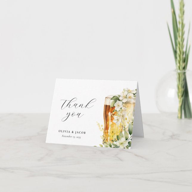 Bubbles and Brews Couples Shower Thank You Card (Front)