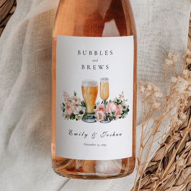 Bubbles and Brews Couples Shower Wine Label (Creator Uploaded)