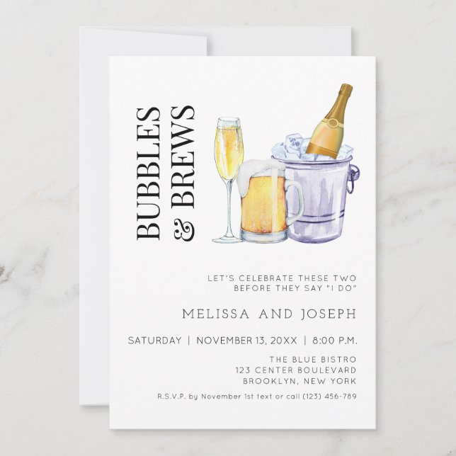 Bubbles and Brews Engagement Party Invitation (Front)