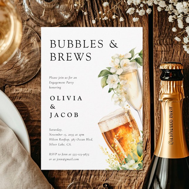 Bubbles and Brews Engagement Party Invitation (Creator Uploaded)