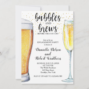 Bubbles and Brews Engagement Party Invitation