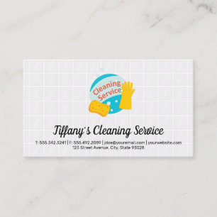 Bubbles and Cleaning Gloves   Bathroom Tiles Business Card