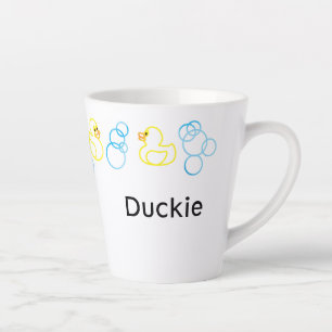 Bubbles and Ducks Border Personalized Latte Mug