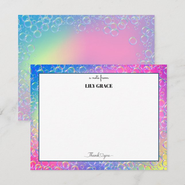 Bubbles and Iridescence Thank You Card (Front/Back)