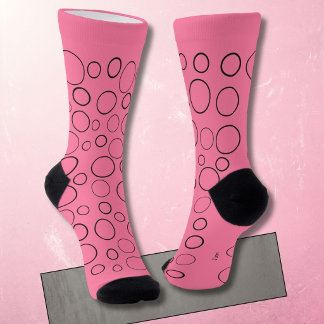 Bubbles and rings, black circles on pink socks
