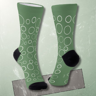 Bubbles and rings, white circles on green socks