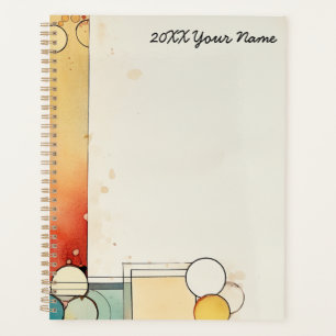 Bubbles and squares Brown and orange Watercolor Planner