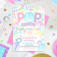 Bubbles Birthday Invitation Pop Birthday
