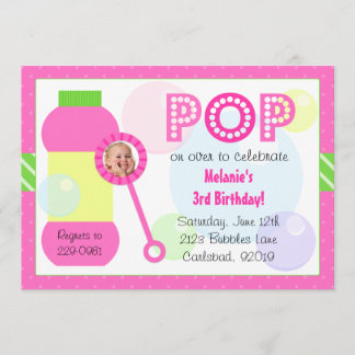 Bubbles Birthday Party Invitation