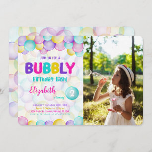 Bubbles Birthday Photo Invitation