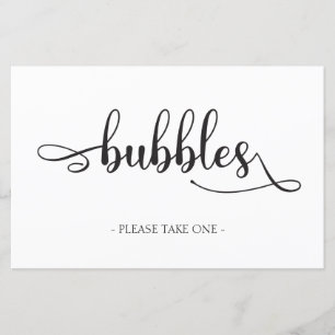 "Bubbles" Black White Minimalist Wedding Sign