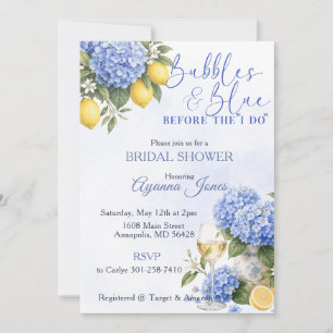 Bubbles & Blue before "I Do" Bridal Shower Invitation