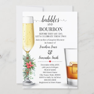 Bubbles & Bourbon before I do couples shower Xmas Invitation