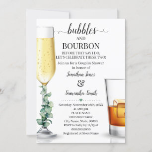 Bubbles & Bourbon before I do shower greenery Invi Invitation