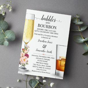 Bubbles & Bourbon before I do wedding shower pink Invitation