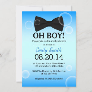 Bubbles & Bow Tie Boy Baby Shower Invitation