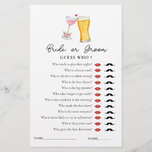 Bubbles & Brew 'Guess Who' Shower game 