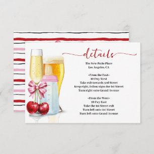 Bubbles & Brews Before Baby Due Cherry Baby Shower Enclosure Card