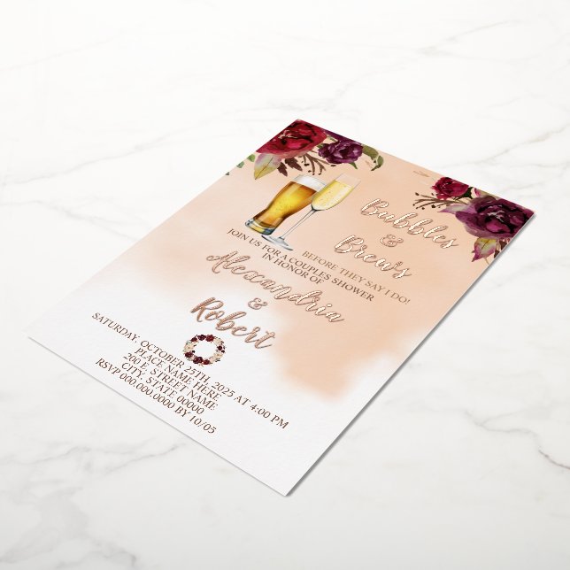 Bubbles & Brews Couples Wedding Shower Rose Gold (Rotated)