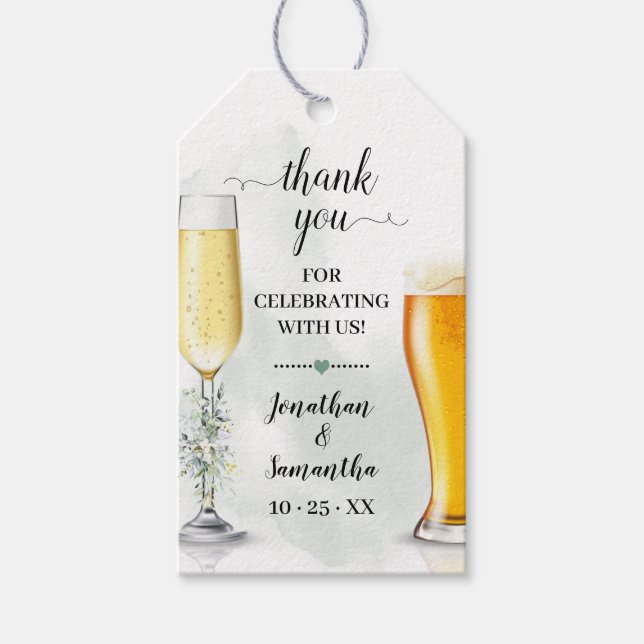 bubbles & brews Eucalyptus greenery favor tag (Front)