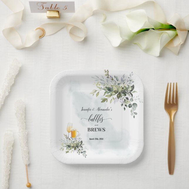 Bubbles & Brews Paper Plate (Wedding)