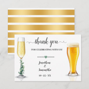 Bubbles & Brews Shower Wedding Flat Thank You Card