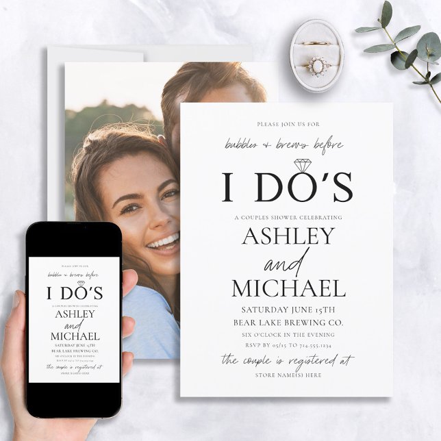 Bubbles & Brews Simple Script Photo Shower Invitation (Creator Uploaded)