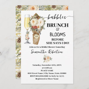 Bubbles Brunch & Bloom Bridal Shower Winter Floral Invitation