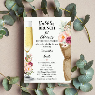 Bubbles Brunch & Blooms before I do Bridal Shower  Invitation