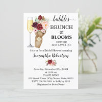 Bubbles Brunch & Blooms Marsala Bridal Shower Invi