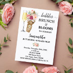 Bubbles Brunch & Blooms Pink Flowers Birthday Invitation<br><div class="desc">Birthday Pink Floral Bubbles,  Brunch and Blooms She is turning one more year old Birthday Adult Party. Click on "Details" personalise this template to change text,  for additional customisation (font colour,  font style,  add photo,  change background),  scroll down on Details and click on link "Edit using design tool".</div>