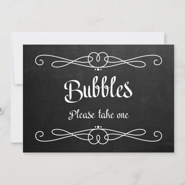 "Bubbles" Chalkboard Wedding Sign Invitation (Front)
